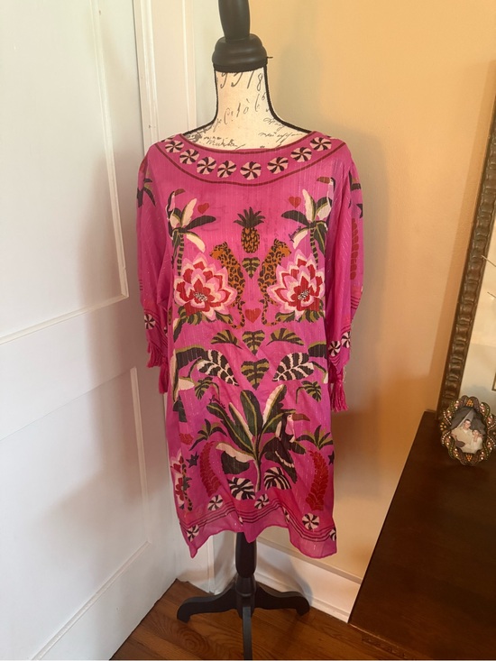 FARM Rio Dresses & Skirts - FARM Rio Hot Pink Tropical Embroidered Midi Dress
